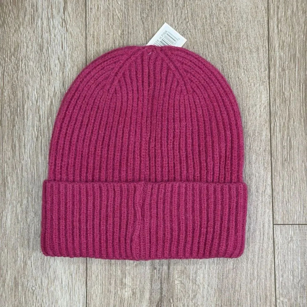 NWT Pearl Bow Charm Beanie Hat Fuchsia Hot Pink One Size for Women